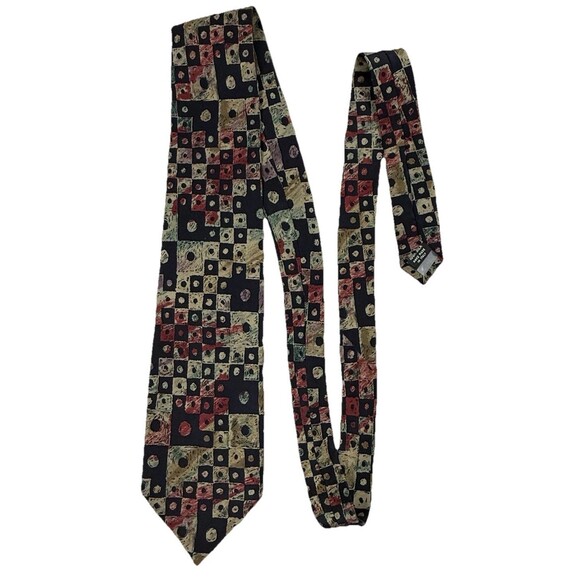 Geoffrey Beene Vintage 90s Abstract Geometric Tie 100% Silk Italy Modern Necktie - Picture 2 of 5